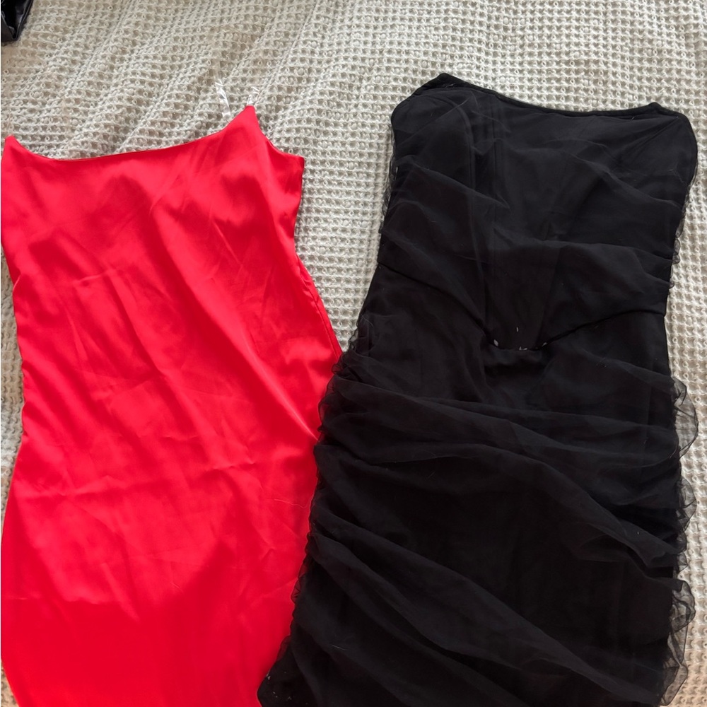 Urban Outfitters Black Strapless Corset Dress with Mesh Overlay